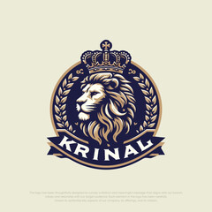  Lion with crown logo template
