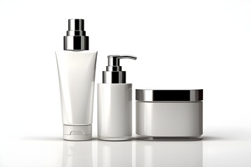 zeimage Glossy White Cosmetic Product Packaging White Background