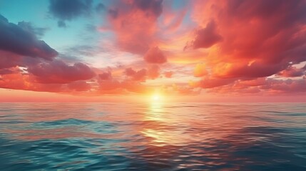 Naklejka na ściany i meble A beautiful sunset over the ocean.