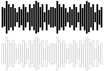 Radio Wave icon. Monochrome simple sound wave on whitet background. Vector sound wave icon. Music player sound bar. Record interface. Equalizer icon with soundwave line. vector illustration. Eps 10