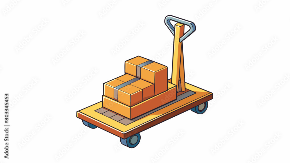 Poster A basic handoperated tool that is commonly found in warehouses and factories. It is designed to lift heavy objects onto pallets or platforms and can. Cartoon Vector