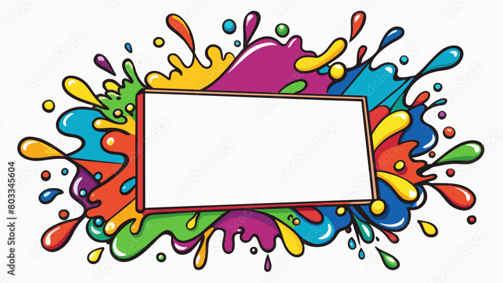 Poster A blank canvas splattered with a chaotic mix of bold and vibrant paint strokes each one representing a different idea or inspiration. Enthusiasm is. Cartoon Vector