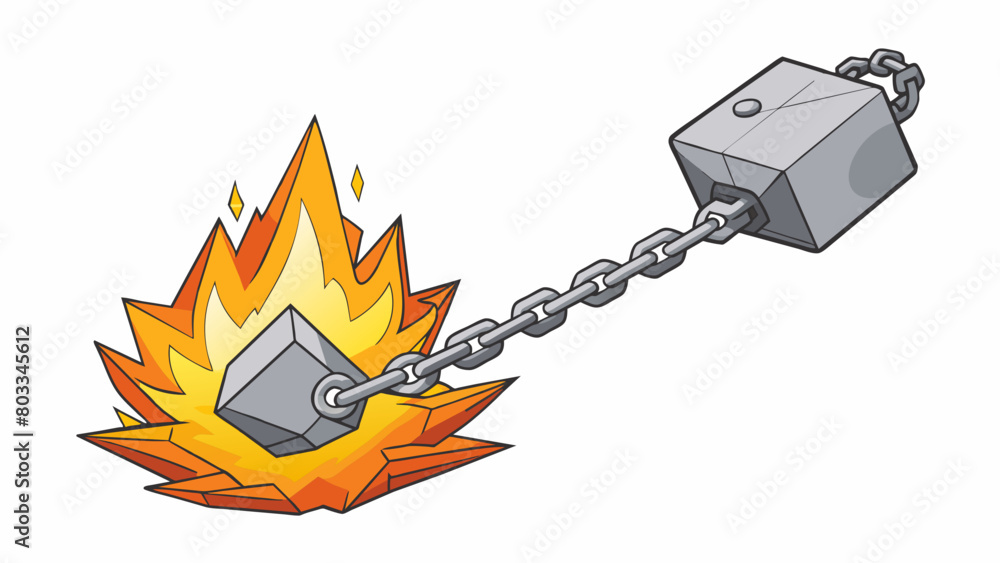 Poster A blob of hot metal is forced through a die with multiple openings creating a chainlike structure with a consistent thickness and length. The objects. Cartoon Vector