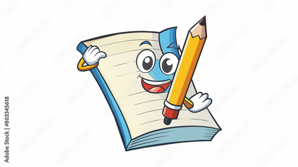 Poster A blank page with a shard pencil showcasing the potential for a compelling and unique story to be written.. Cartoon Vector