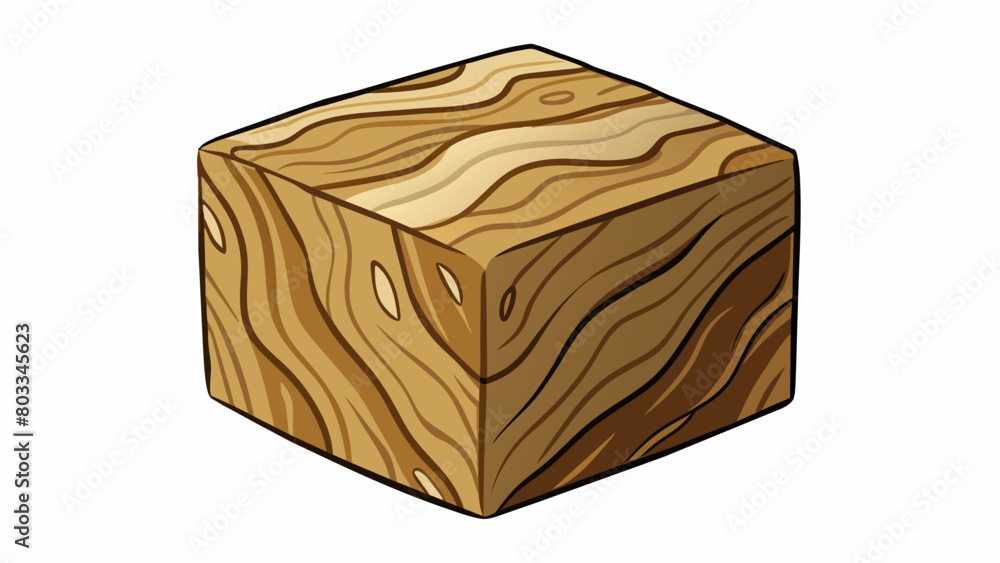 Aufkleber A block of wood A solid block with a rough surface varying in color from light blonde to dark brown. The surface is grainy and has visible lines and. Cartoon Vector