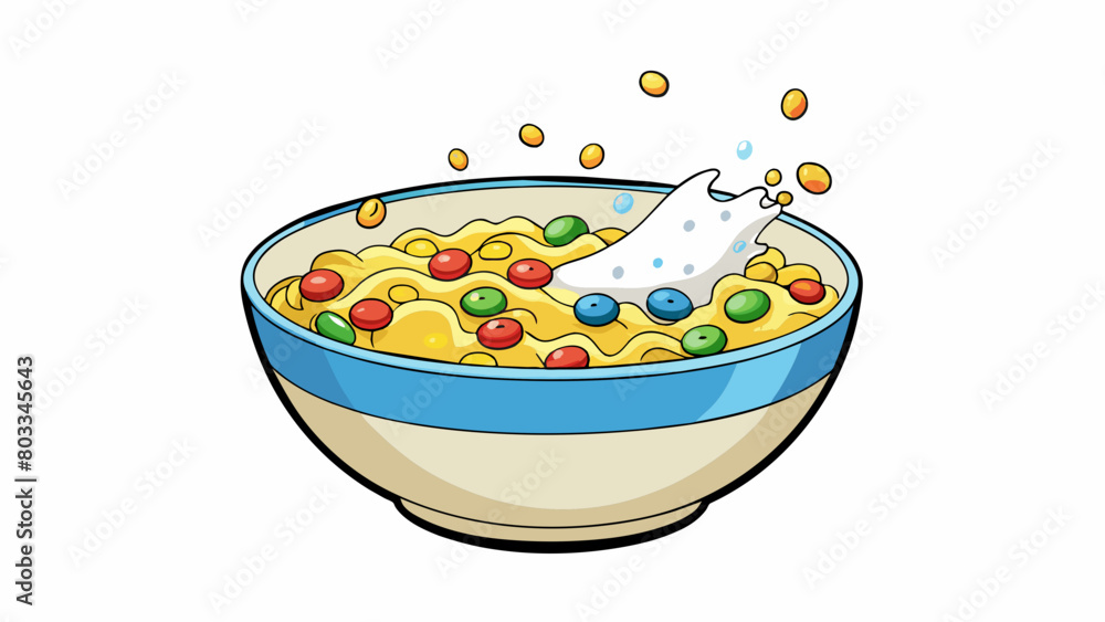 Canvas Prints a bowl of cereal with milk the solution is a breakfast meal made by pouring milk over a bowl of cere