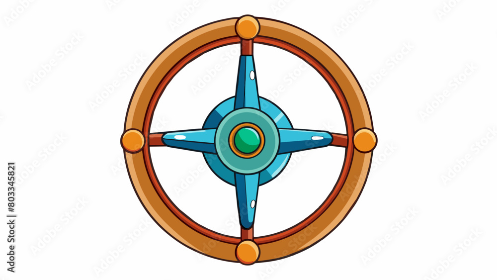 Poster a cars steering wheel with a circular shape and markings around the edge to indicate different compa