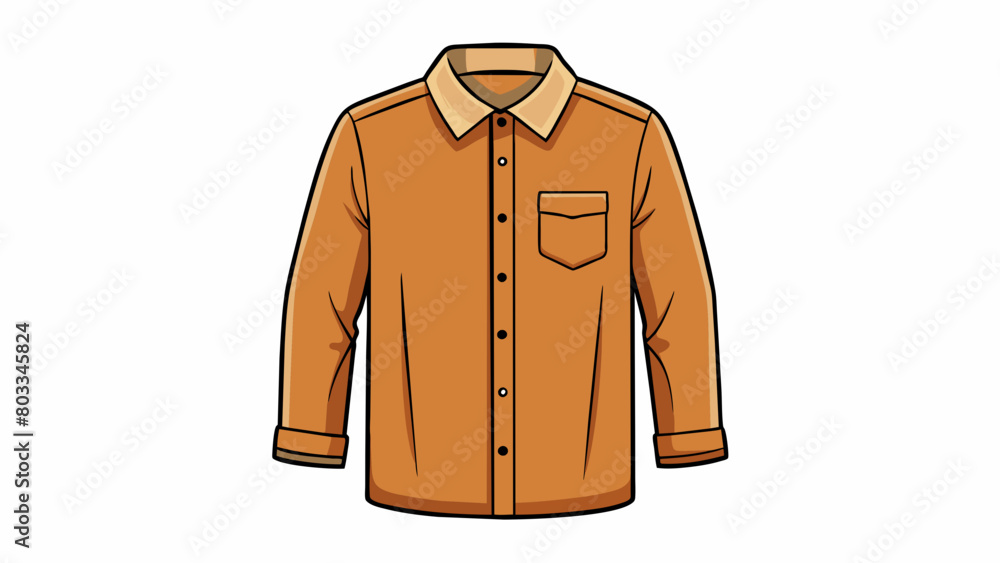Poster a buttonup shirt in a neutral tan color made of crisp wrinkleresistant material. it has a pointed co