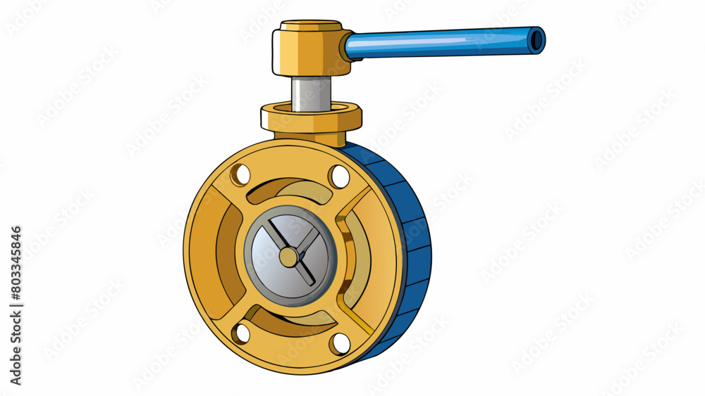 Poster A butterfly valve with a discshaped body and a rotating handle. This is commonly used in HVAC systems to regulate the flow of air and has a lower. Cartoon Vector