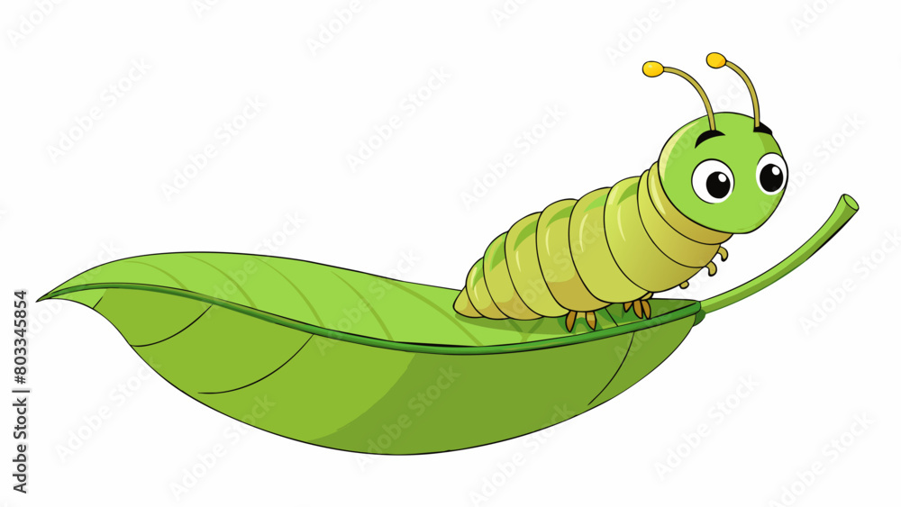 Poster A caterpillar slowly inching its way across a leaf pausing every so often to take a rest before continuing on its long journey of transformation into. Cartoon Vector