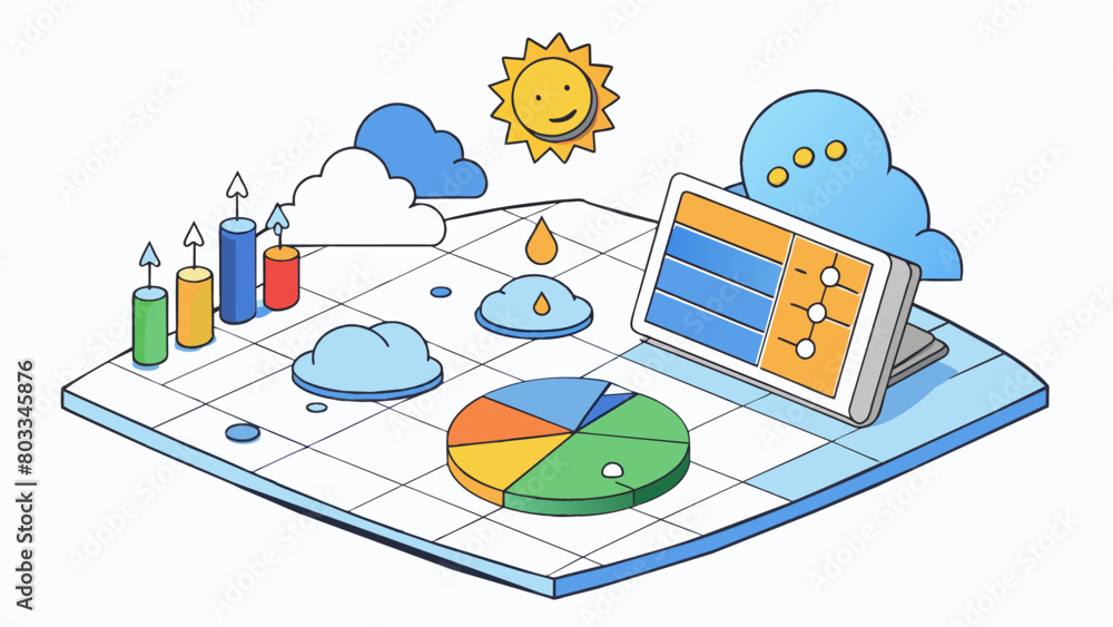 Poster accurate data sourced from reliable weather networks. cartoon vector