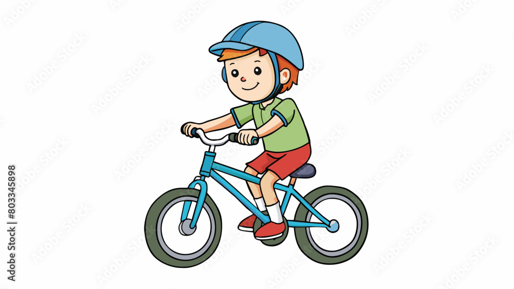 Aufkleber a child riding a bicycle for the first time without training wheels. they steadily learn to balance 