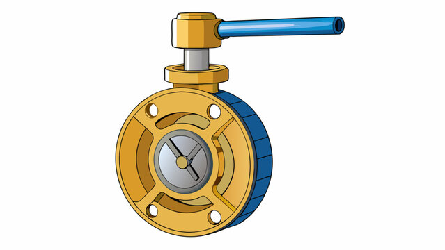 A butterfly valve with a discshaped body and a rotating handle. This is commonly used in HVAC systems to regulate the flow of air and has a lower. Cartoon Vector