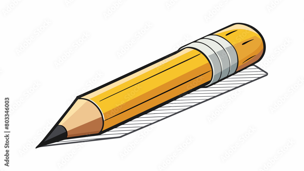 Poster A closeup shot of a pencil sketching lines and shading on a blank white canvas. The pencil is shard to a fine point and leaves distinct dark marks on. Cartoon Vector