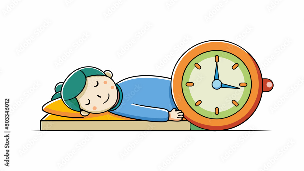 Poster a clock with a wellrested person sleeping next to it representing the importance of sleep for optima