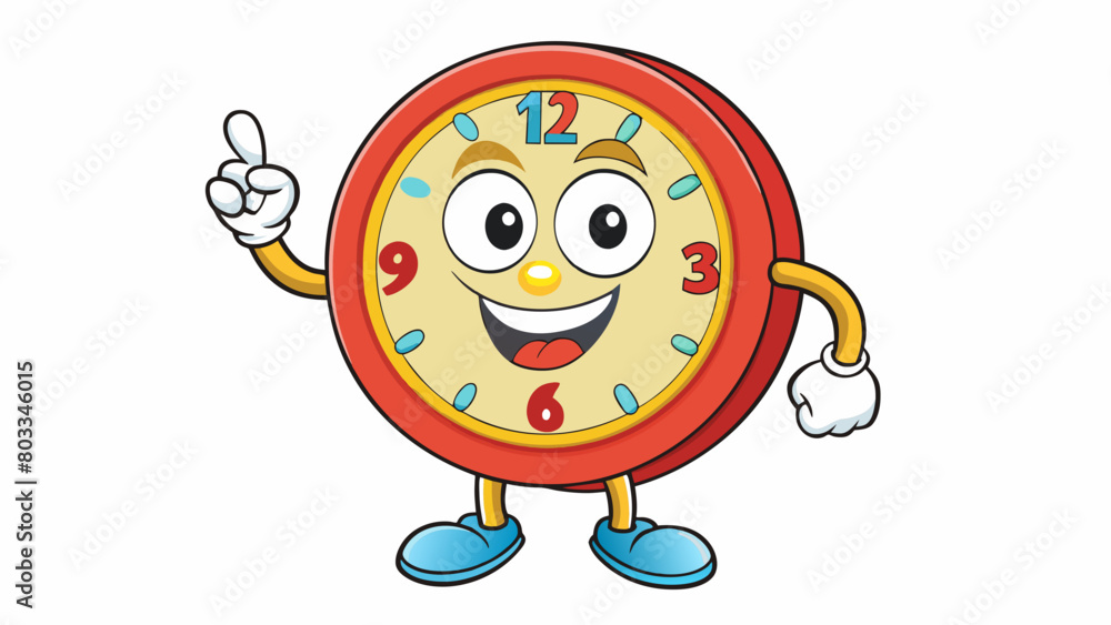 Poster A clock with a circular face and numbers 112 printed on it. The clocks hands are pointing to the numbers 6 and 12 indicating the hour and minute.. Cartoon Vector