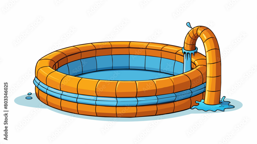 Poster A circular inflatable barrier made of heavyduty rubber. It can be easily set up around a spill and can hold back a large volume of liquid.. Cartoon Vector