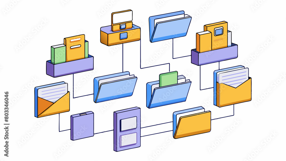 Poster A collection of interconnected files and folders that can be accessed and manipulated through a userfriendly interface providing a simplified way to. Cartoon Vector
