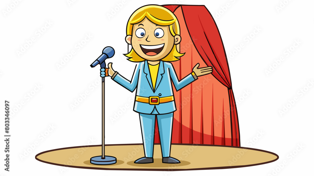 Aufkleber a comedian stands on stage microphone in hand delivering a stream of jokes with perfect timing and d