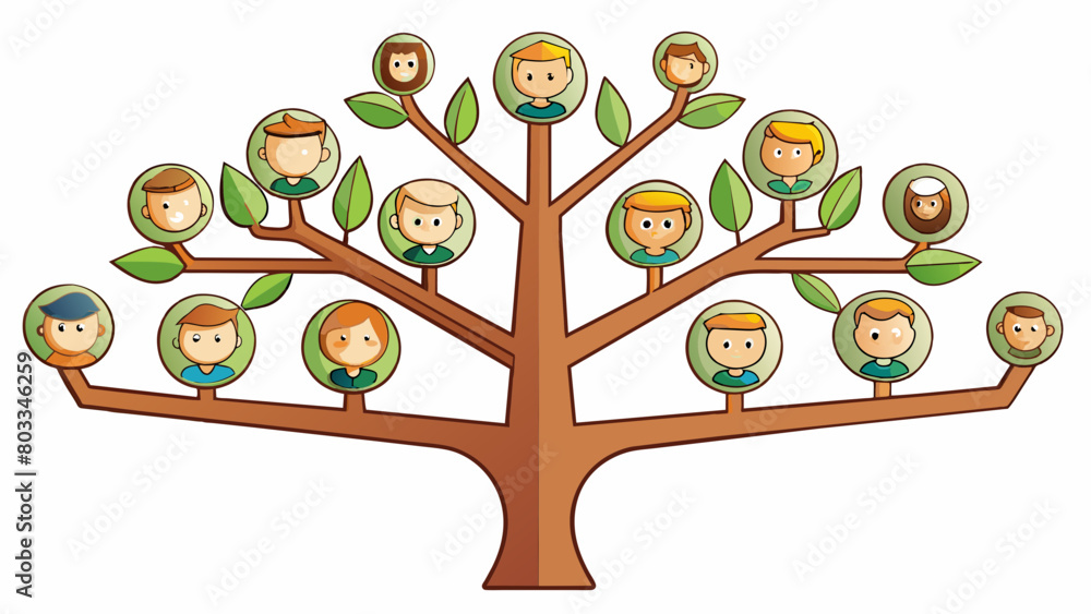 Poster A cousin is like a tree branch connected to the same family tree and growing in a similar direction.. Cartoon Vector