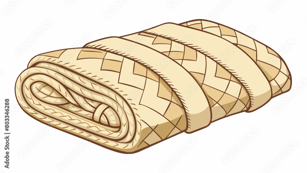 Poster A cozy soft blanket in shades of cream and beige with intricate woven patterns and snuggly fleece on one side perfect for wrapping oneself up in on a. Cartoon Vector