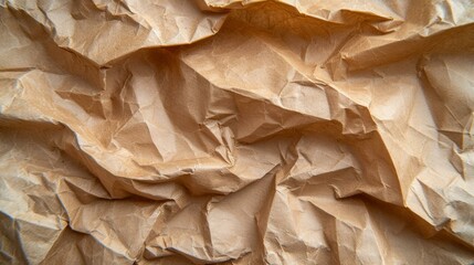 Close-up of crumpled brown paper texture background