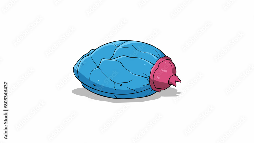 Poster A deflated balloon lying on the ground its once vibrant and colorful surface now wrinkled and lifeless. The balloons once filled and round shape has. Cartoon Vector
