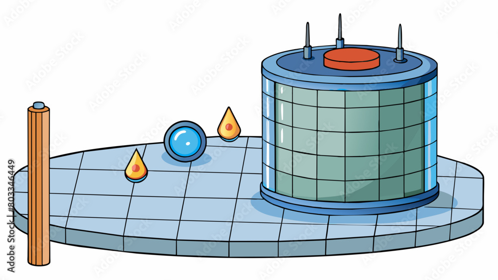 Poster A cylindrical sensor is equipped with ultrasonic technology and can be mounted on various surfaces. It emits sound waves to detect and measure the. Cartoon Vector