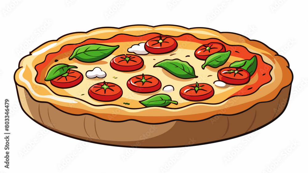 Aufkleber a deepdish pizza with a thick chewy crust filled with layers of melted cheese chunks of juicy tomato
