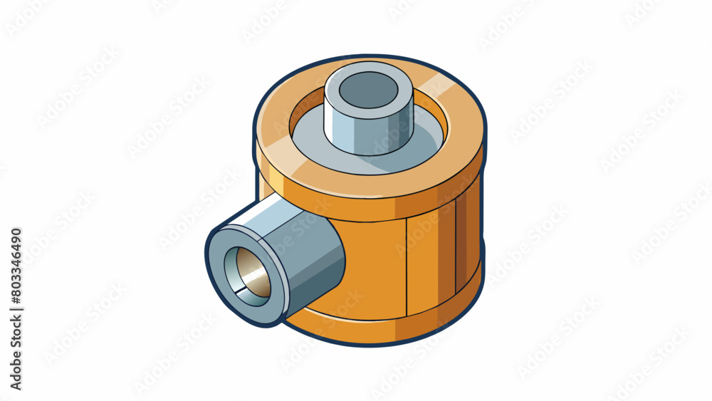 Poster a cylindrical metal body with a rounded top and a small opening on the side. this fitting is typical