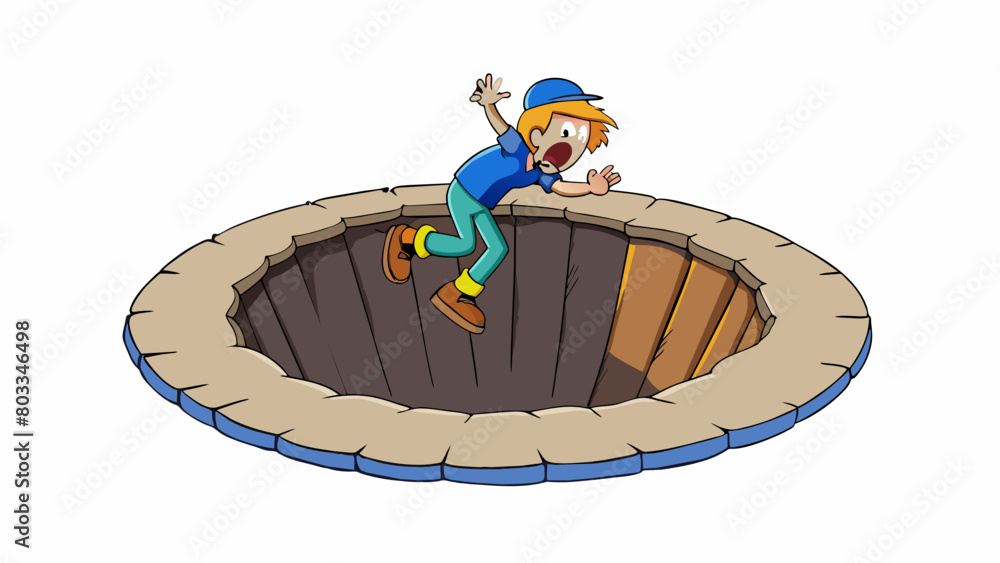 Aufkleber A deep dark bottomless pit that you cant climb out of no matter how desperately you struggle and reach for the surface.. Cartoon Vector