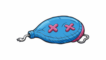A deflated balloon once inflated with life now lying on the ground its colors faded and its purpose gone.. Cartoon Vector