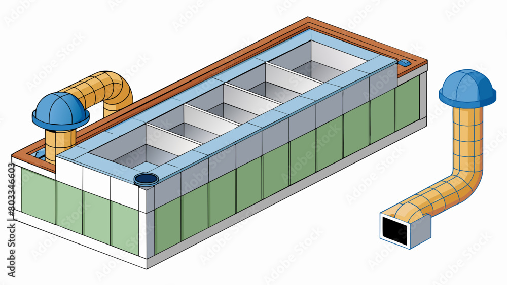 Poster A duct system that runs along the ceiling of a building with small vents tered throughout. These vents can be od or closed to regulate the flow of. Cartoon Vector
