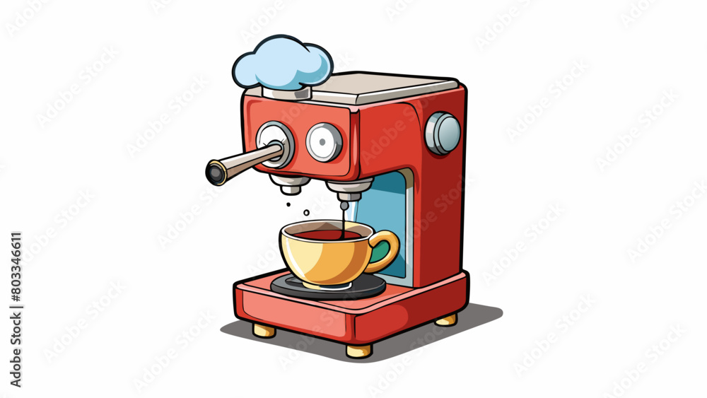 Poster a fancy espresso machine gurgles and steams as it works its magic producing a small dark cup of inte