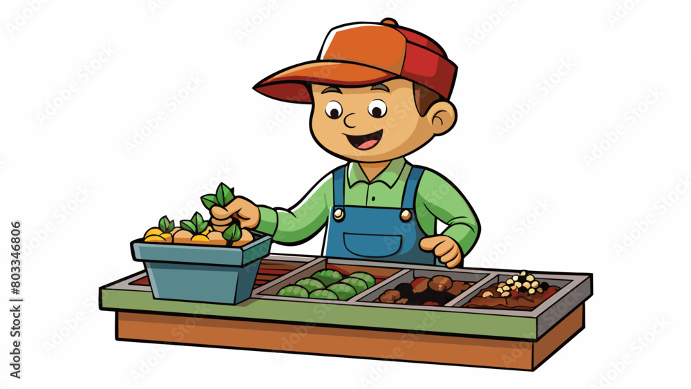Poster a gardener carefully selects specific seeds for planting based on their resistance to pests ability 