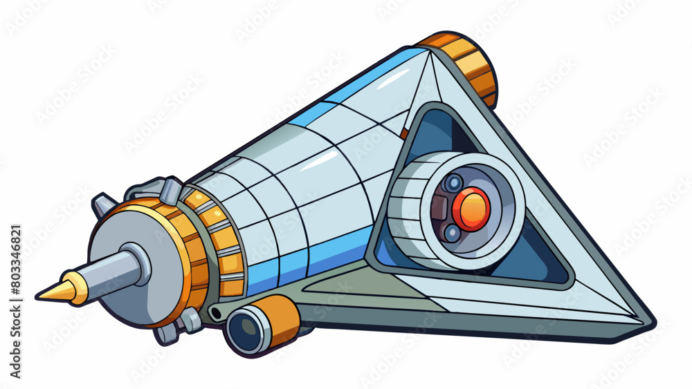 Poster A futuristic engine with a triangular form made from a lightweight spaceage material and equipped with advanced computerized technology. It runs on a. Cartoon Vector