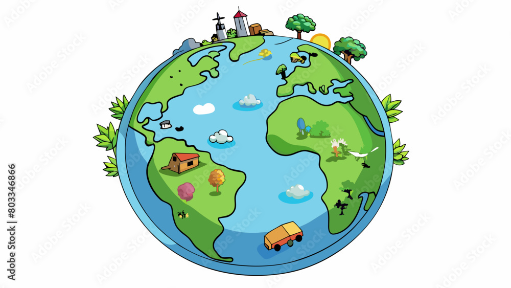 Poster a globe with a variety of plants and animals surrounding it can represent a nations biodiversity and