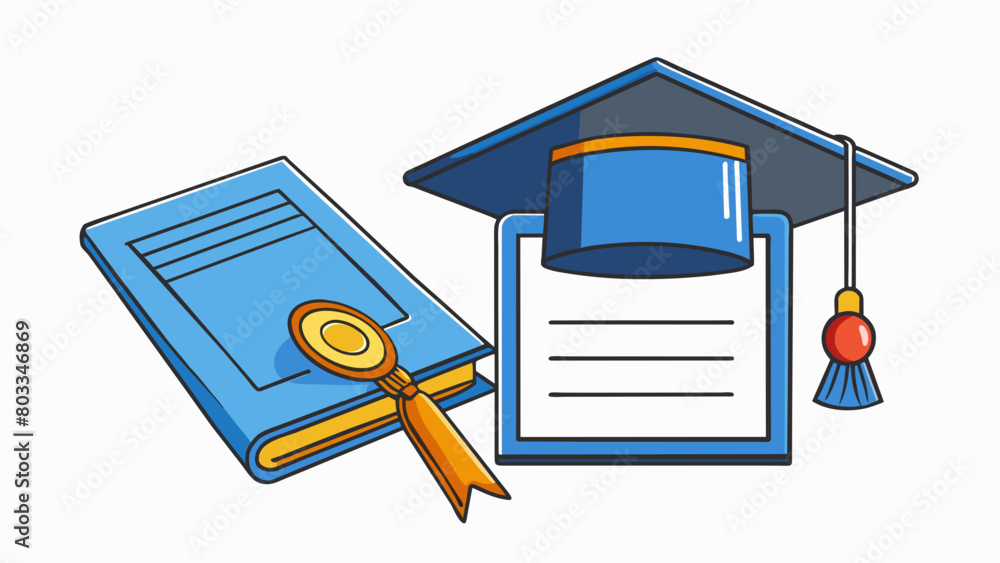 Poster a graduation cap and gown hanging on a wall accompanied by a certificate symbolizes the end goal of 