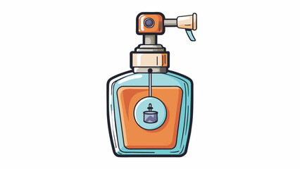 Obraz premium A glass bottle of perfume This finished good is a small delicate container made of clear glass. It has a sprayer at the top and is filled with a. Cartoon Vector