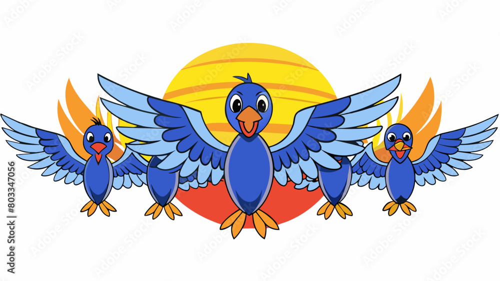 Poster a group of migratory birds flying in a vformation their wings flapping in perfect unison as they mak