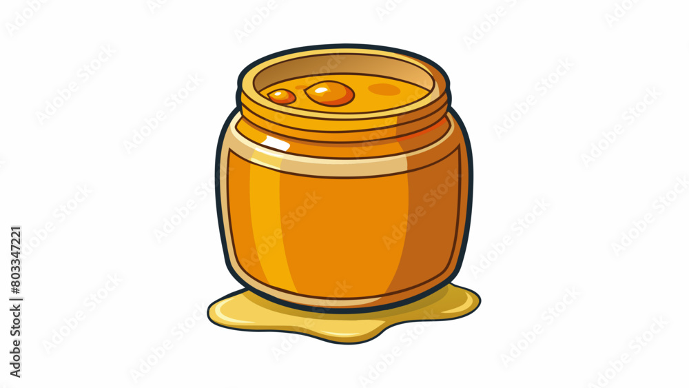 Aufkleber a jar of honey a thick sticky liquid with a golden yellow color. it has a smooth glossy texture and 