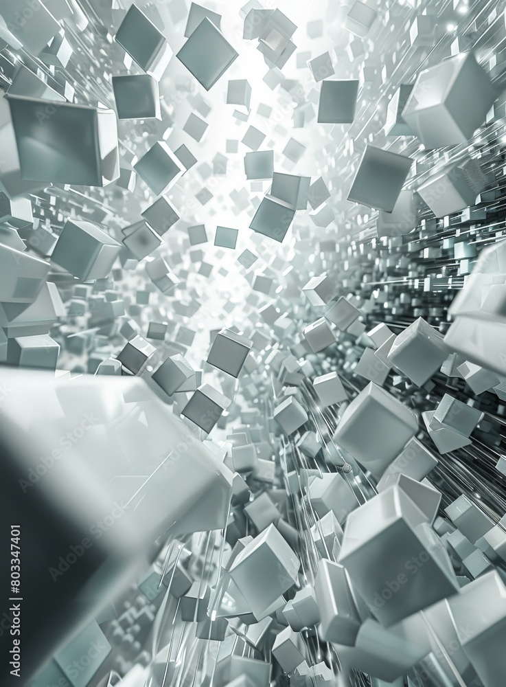 Poster abstract futuristic sci-fi background with glowing cubes