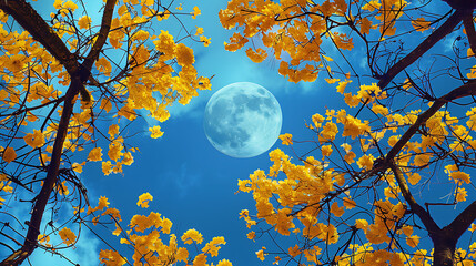 Moonlit Blossoms: A Midnight Symphony of Yellow Flowers