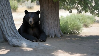 a-bear-resting-in-the-shade-of-a-large-tree-