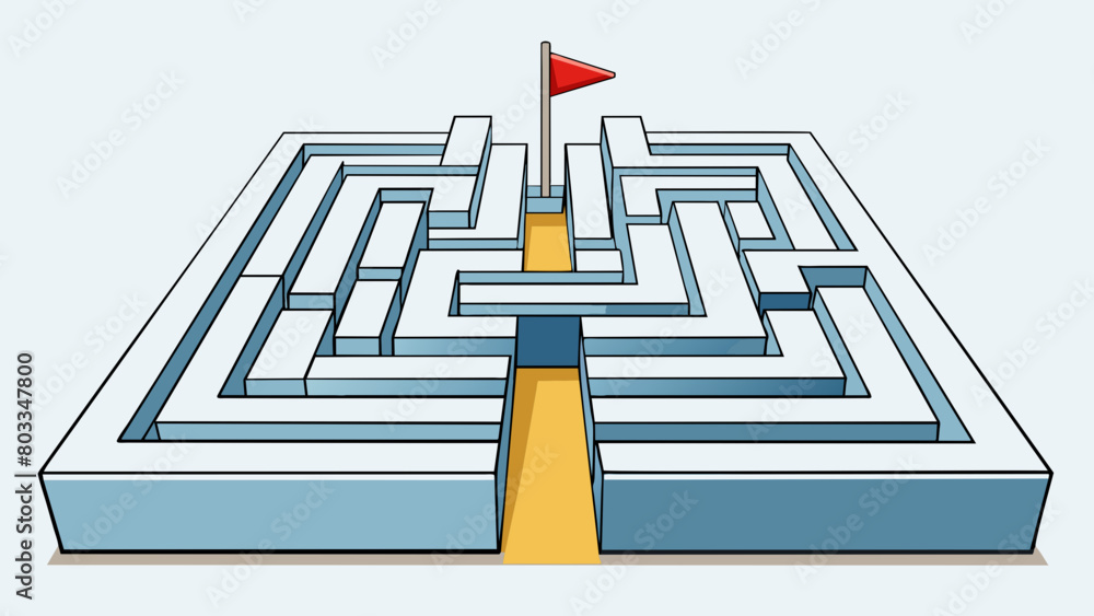 Poster a maze with a clear path leading to a center represents determination and perseverance as the indivi