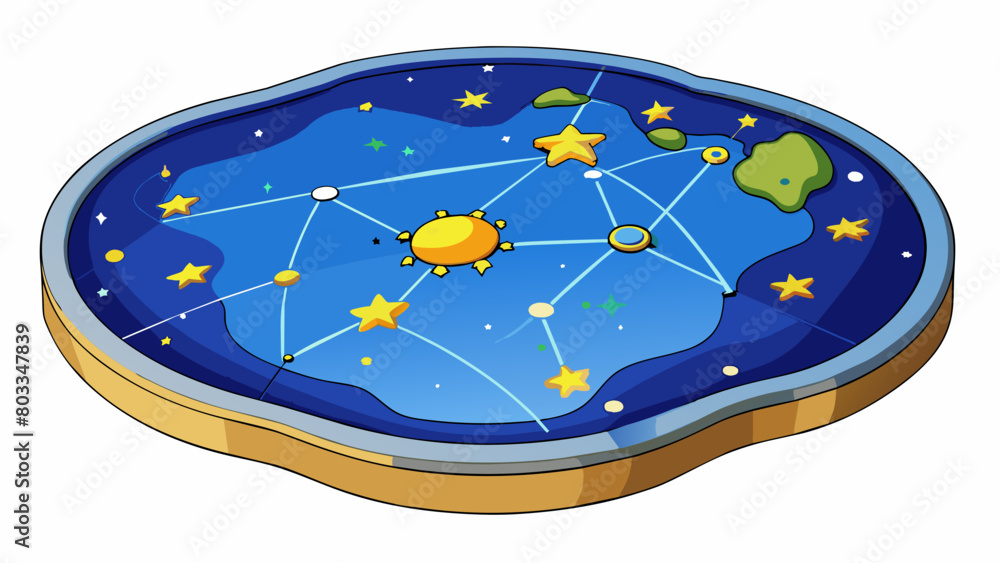 Poster A map of constellations in the night sky depicts knowledge as it guides us and helps us understand and navigate the world around us.. Cartoon Vector