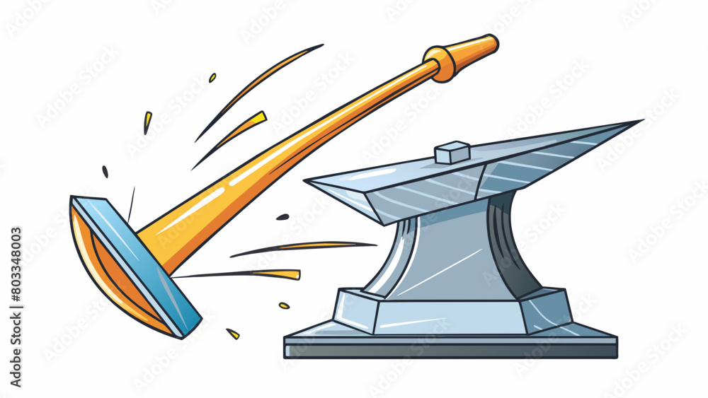 Poster A metal sculpture being carefully hammered and stretched into a dynamic curved shape with sharp lines and edges emphasizing its form.. Cartoon Vector