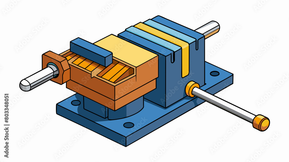 Poster A milling vise is a clamping device with two jaws that firmly hold a piece of material in place while it is being milled ensuring accuracy and. Cartoon Vector