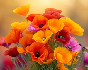 Obraz premium Vibrant California Poppies in Full Bloom Against Soft Background