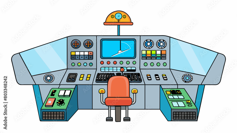 Poster An airplane autopilot control system that uses a combination of sensors computers and actuators to maintain the aircrafts heading altitude and speed.. Cartoon Vector